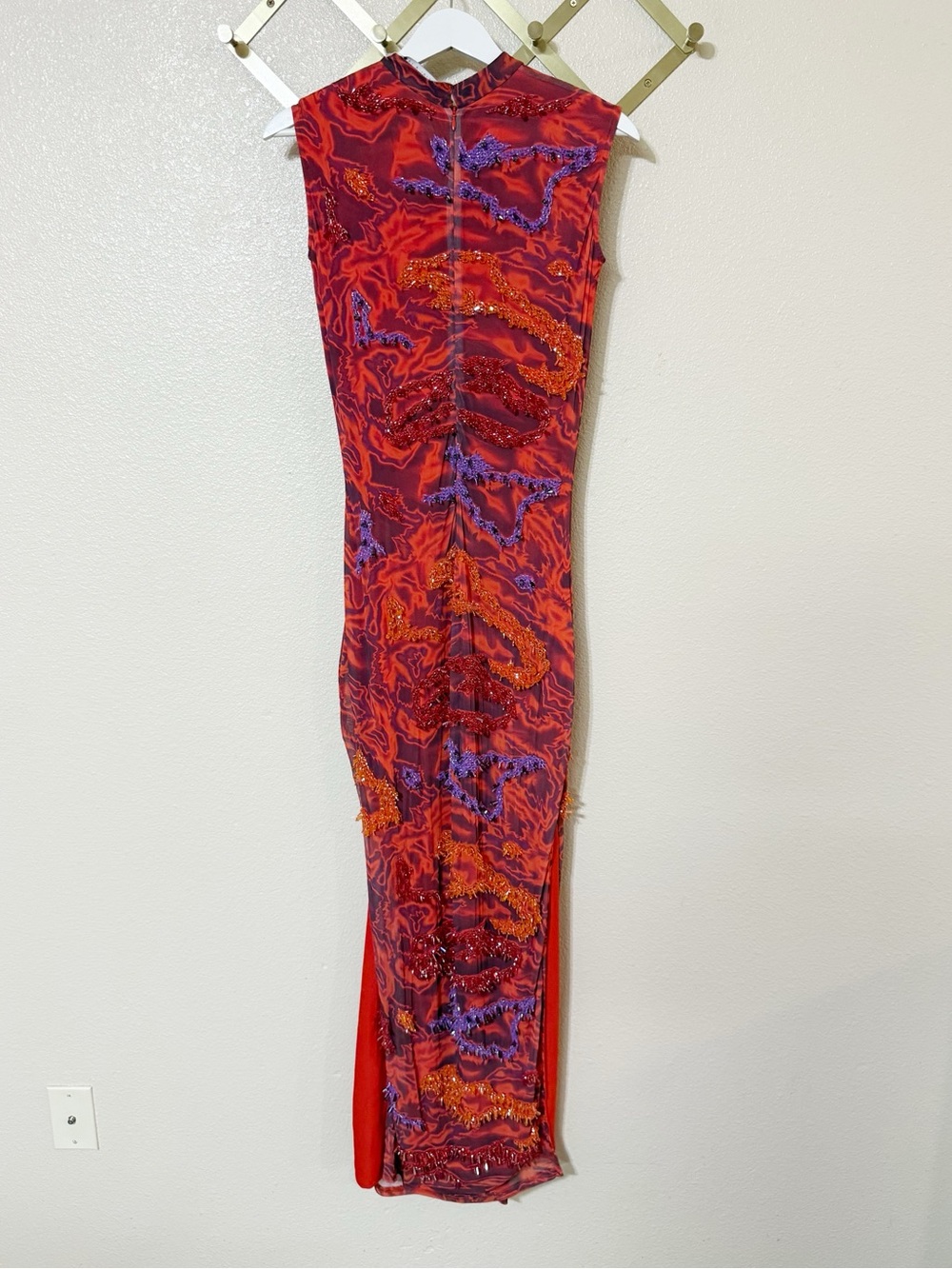 Onalaja Zusi Maxim Beaded Maxi Dress in Red & Purple Combo $795 MSRP Medium - Picture 6 of 12